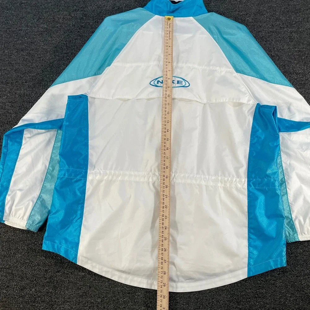 Nike Windbreaker Jacket Women Medium White Turquoise Good Vintage Colorblock 90s